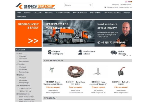 Vacuum truck parts and accessoiries KOKS Parts webshop